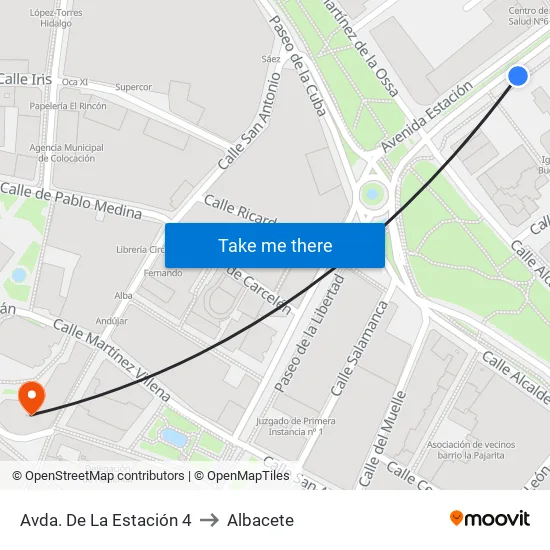 Avda. De La Estación 4 to Albacete map