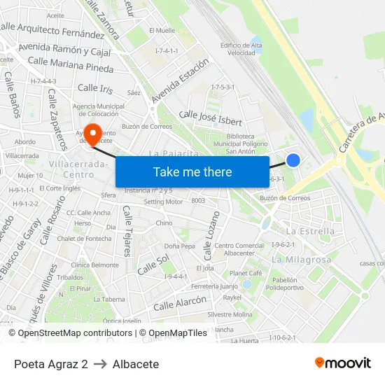 Poeta Agraz 2 to Albacete map