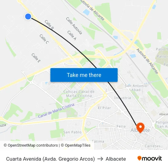 Cuarta Avenida (Avda. Gregorio Arcos) to Albacete map