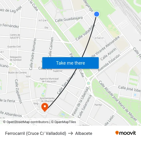 Ferrocarril (Cruce C/ Valladolid) to Albacete map