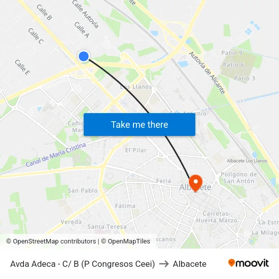 Avda Adeca - C/ B (P Congresos Ceei) to Albacete map