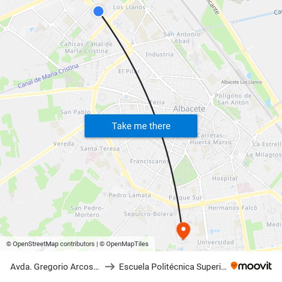 Avda. Gregorio Arcos - Cruce Crmf to Escuela Politécnica Superior De Albacete map