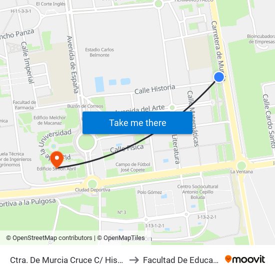 Ctra. De Murcia Cruce C/ Historia) to Facultad De Educación map