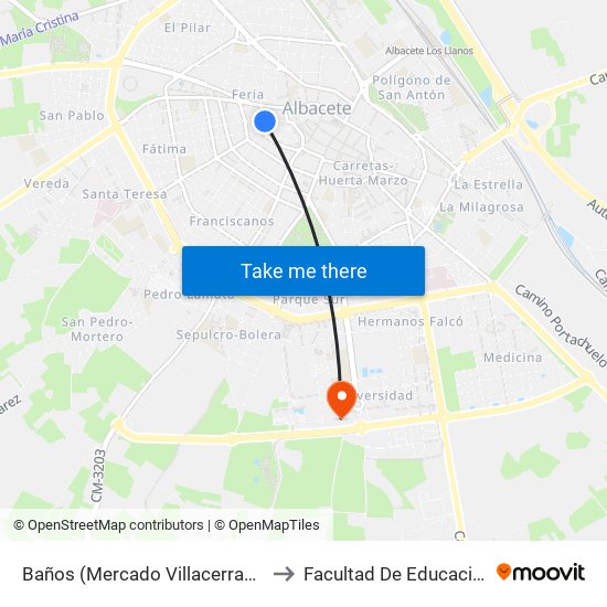 Baños (Mercado Villacerrada) to Facultad De Educación map