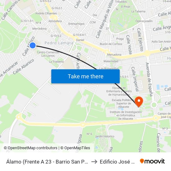 Álamo (Frente A 23 - Barrio San Pedro) to Edificio José Prat map