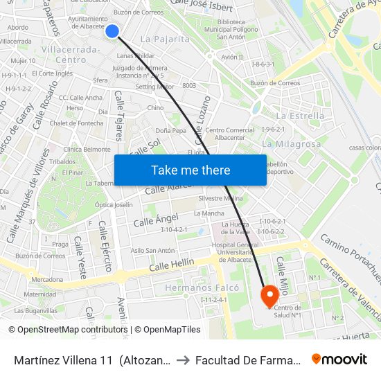 Martínez Villena 11  (Altozano) to Facultad De Farmacia map