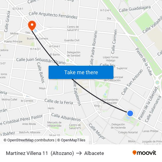Martínez Villena 11  (Altozano) to Albacete map