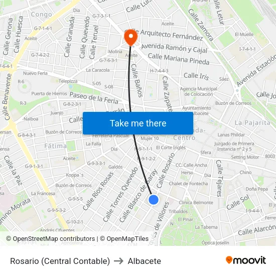 Rosario (Central Contable) to Albacete map