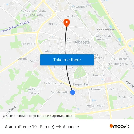 Arado  (Frente 10 - Parque) to Albacete map