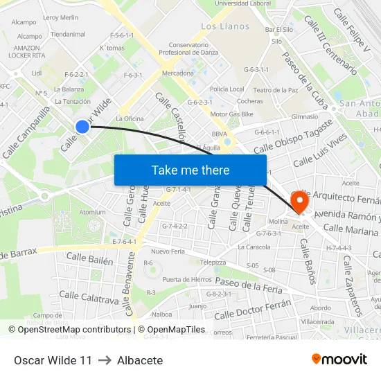 Oscar Wilde 11 to Albacete map