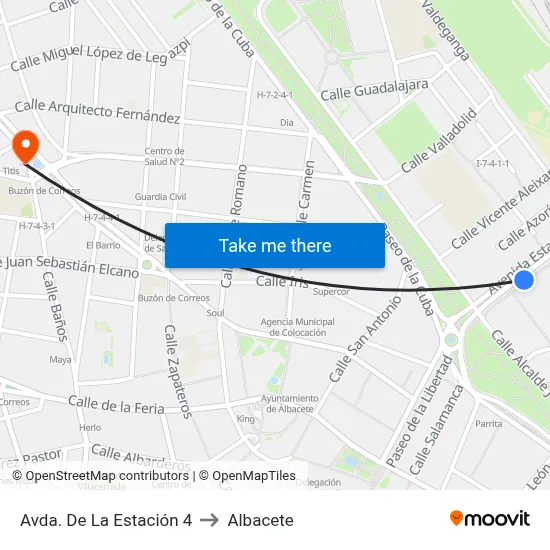 Avda. De La Estación 4 to Albacete map