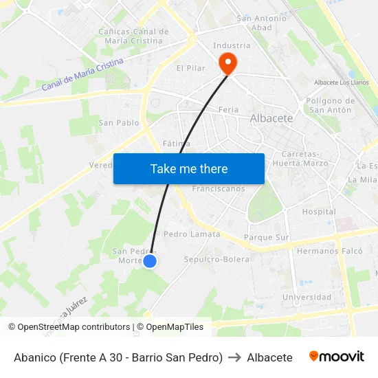 Abanico (Frente A 30 - Barrio San Pedro) to Albacete map