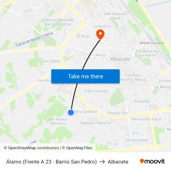 Álamo (Frente A 23 - Barrio San Pedro) to Albacete map