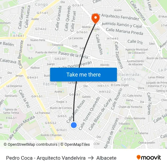 Pedro Coca - Arquitecto Vandelvira to Albacete map