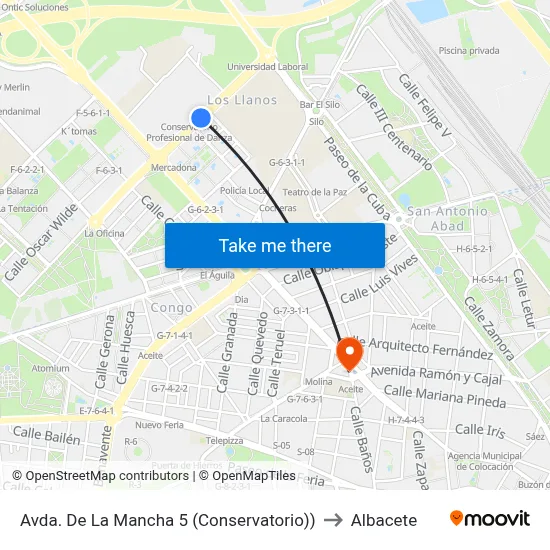 Avda. De La Mancha 5 (Conservatorio)) to Albacete map