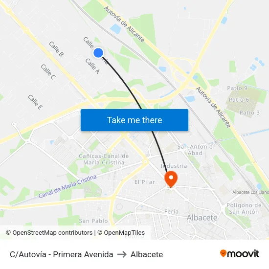 C/Autovía - Primera Avenida to Albacete map