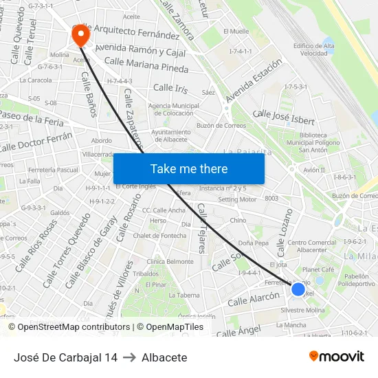 José De Carbajal 14 to Albacete map