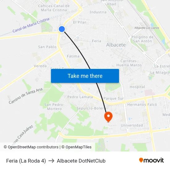 Feria (La Roda 4) to Albacete DotNetClub map