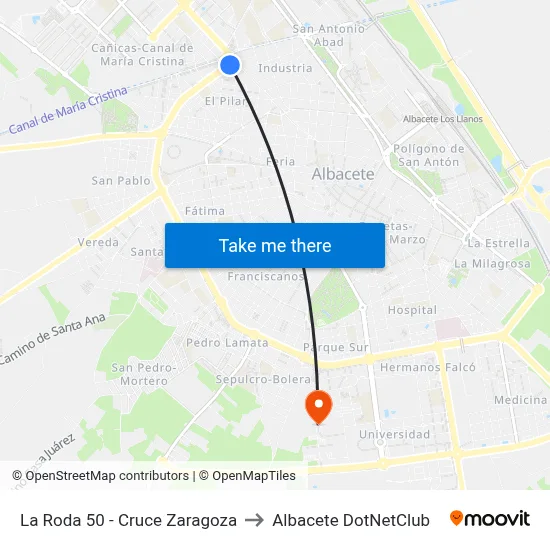 La Roda 50 - Cruce Zaragoza to Albacete DotNetClub map