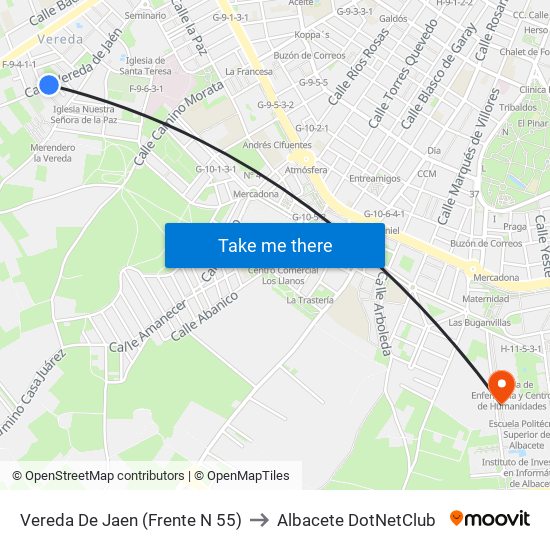 Vereda De Jaen (Frente N 55) to Albacete DotNetClub map