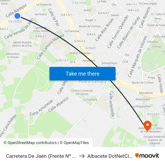 Carretera De Jaén (Frente Nº 70) to Albacete DotNetClub map