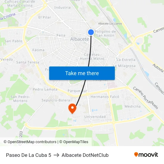 Paseo De La Cuba 5 to Albacete DotNetClub map