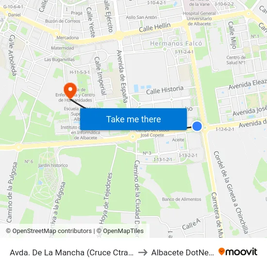 Avda. De La Mancha (Cruce Ctra. Murcia) to Albacete DotNetClub map