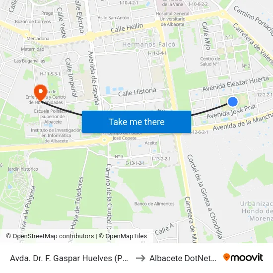 Avda. Dr. F. Gaspar Huelves (Parque) to Albacete DotNetClub map
