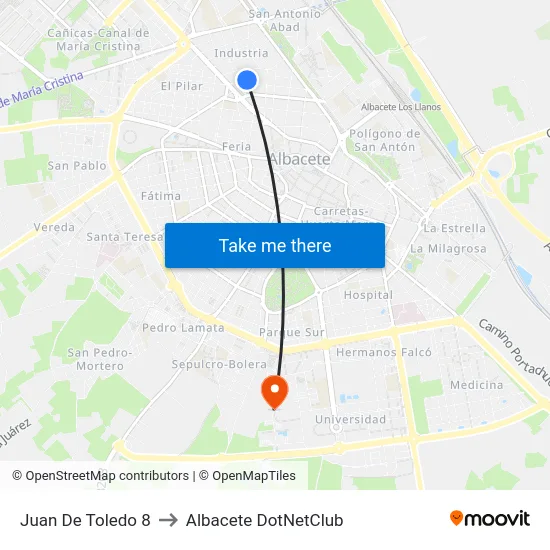 Juan De Toledo 8 to Albacete DotNetClub map