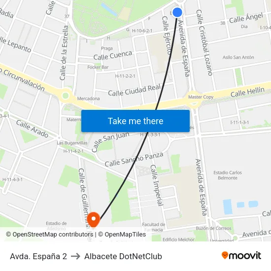 Avda. España 2 to Albacete DotNetClub map