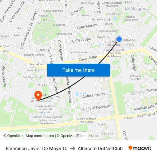 Francisco Javier De Moya 15 to Albacete DotNetClub map