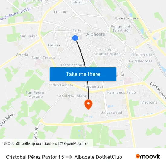 Cristobal Pérez Pastor 15 to Albacete DotNetClub map