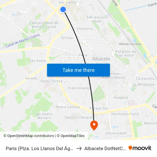 París (Plza. Los Llanos Del Águila) to Albacete DotNetClub map
