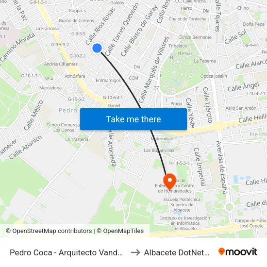 Pedro Coca - Arquitecto Vandelvira to Albacete DotNetClub map