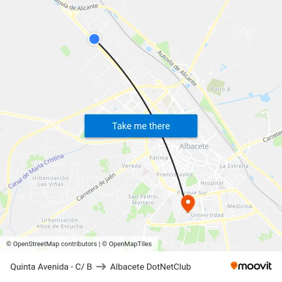 Quinta Avenida - C/ B to Albacete DotNetClub map