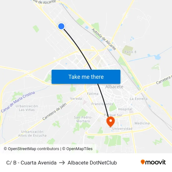 C/ B - Cuarta Avenida to Albacete DotNetClub map