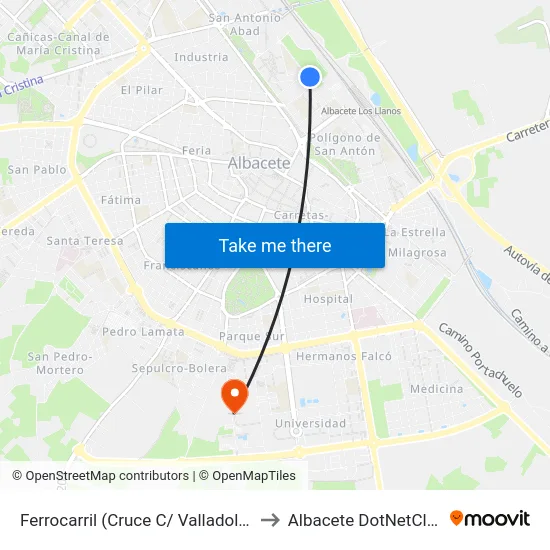 Ferrocarril (Cruce C/ Valladolid) to Albacete DotNetClub map