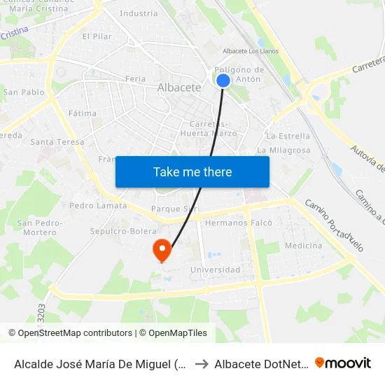 Alcalde José María De Miguel (Tráfico) to Albacete DotNetClub map