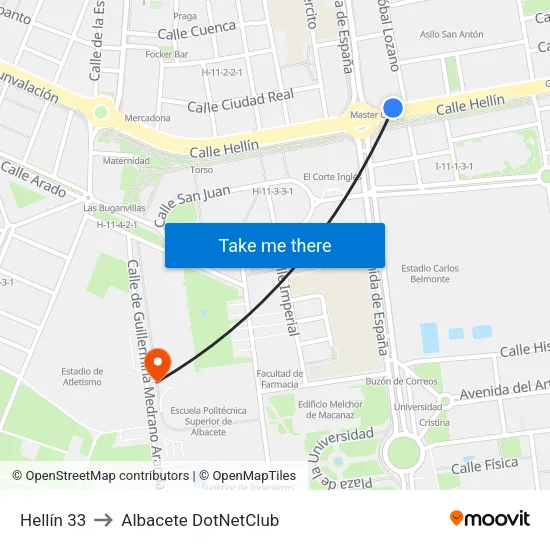 Hellín 33 to Albacete DotNetClub map