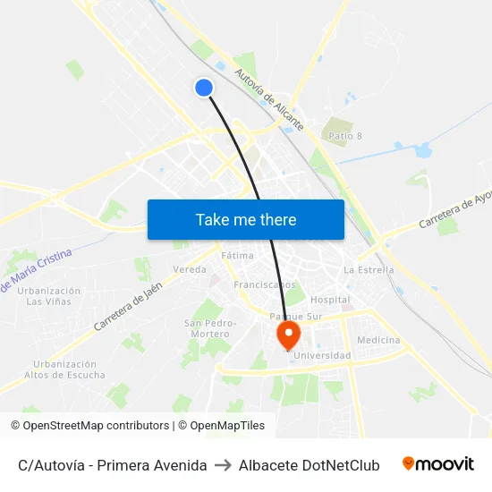 C/Autovía - Primera Avenida to Albacete DotNetClub map
