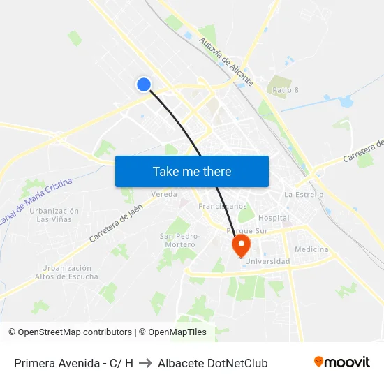 Primera Avenida - C/ H to Albacete DotNetClub map