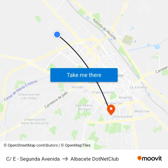 C/ E - Segunda Avenida to Albacete DotNetClub map