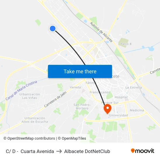C/ D -  Cuarta Avenida to Albacete DotNetClub map