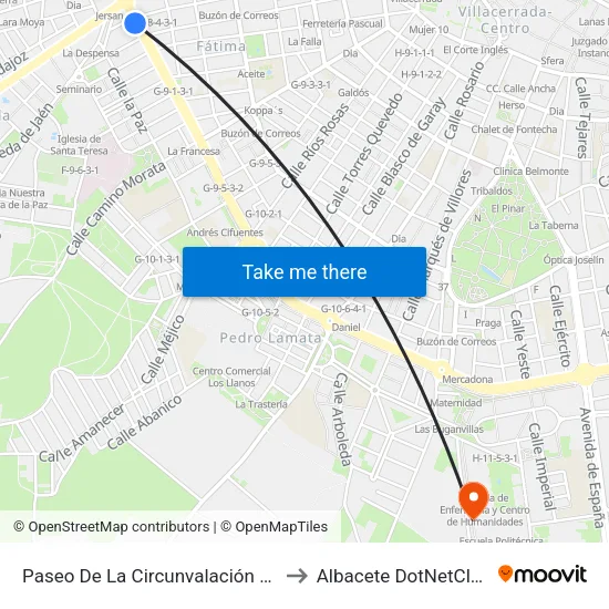 Paseo De La Circunvalación 10 to Albacete DotNetClub map