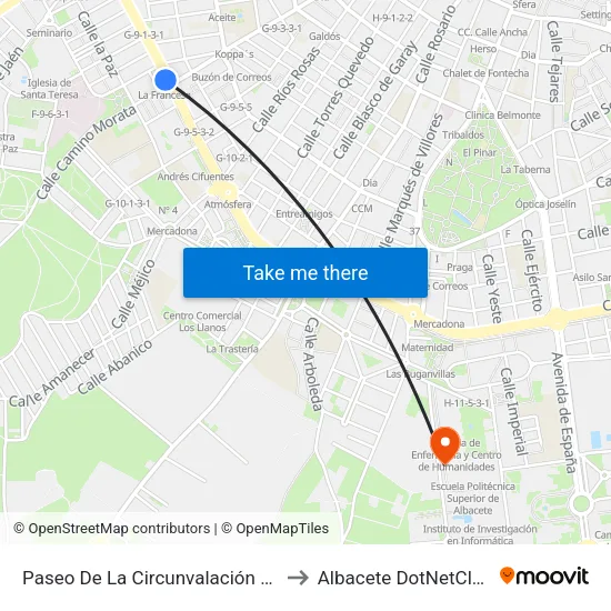 Paseo De La Circunvalación 66 to Albacete DotNetClub map