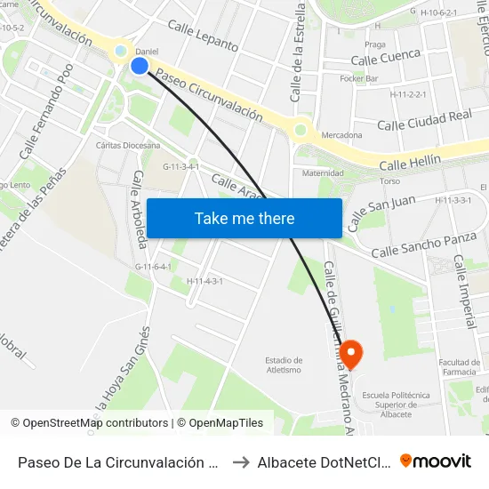 Paseo De La Circunvalación 120 to Albacete DotNetClub map