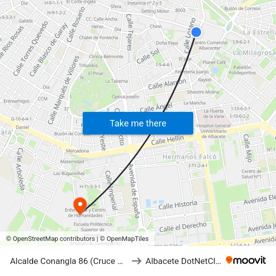 Alcalde Conangla 86 (Cruce Cid) to Albacete DotNetClub map