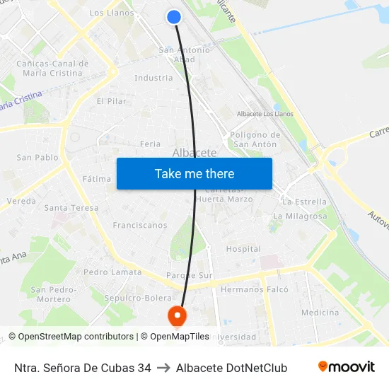 Ntra. Señora De Cubas 34 to Albacete DotNetClub map