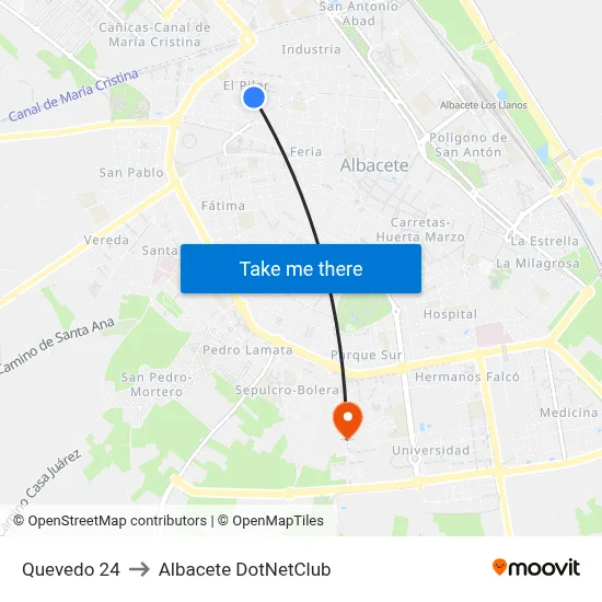 Quevedo 24 to Albacete DotNetClub map