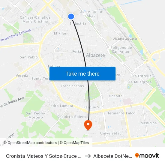 Cronista Mateos Y Sotos-Cruce G. Ciscar to Albacete DotNetClub map